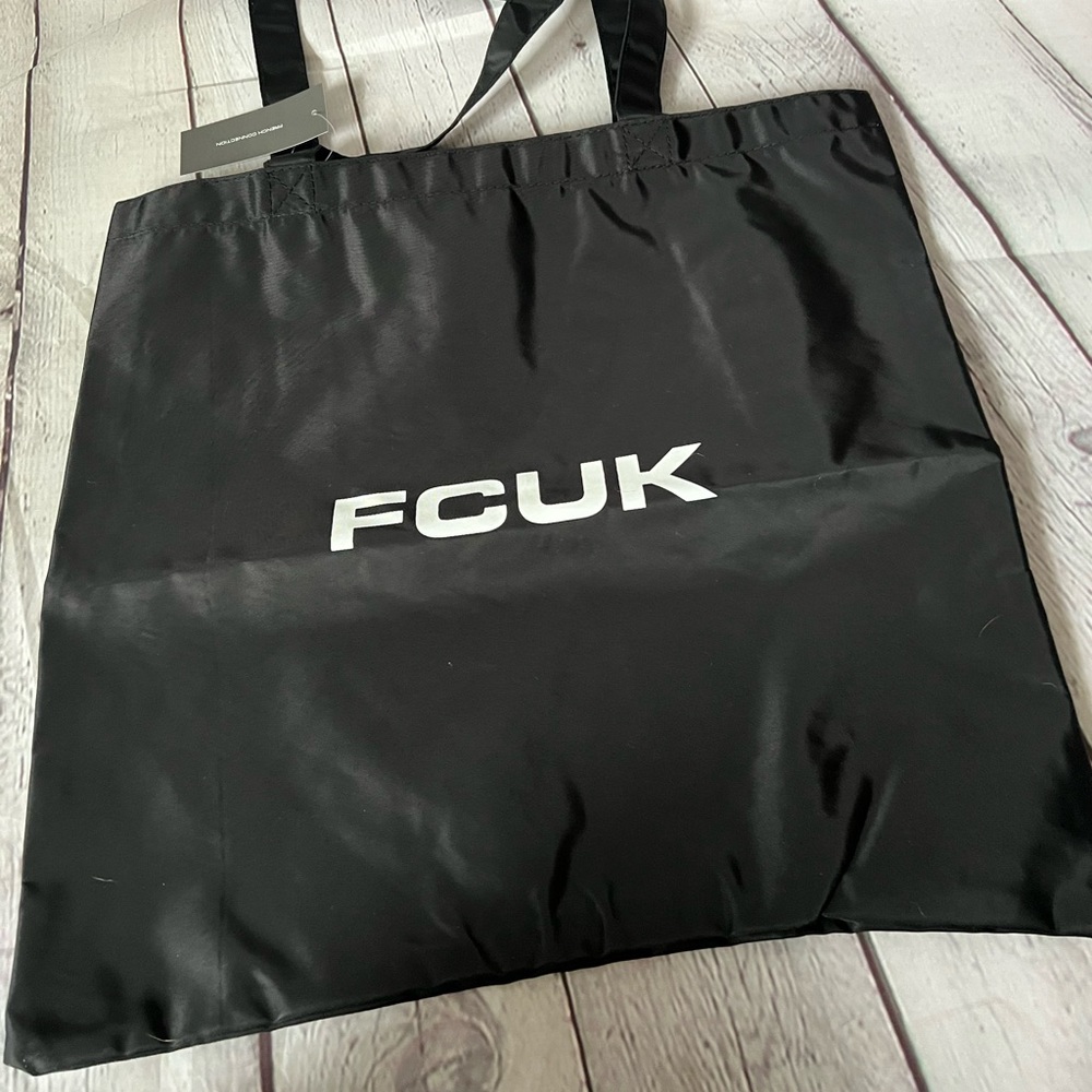 FCUK French connection logo tote bag in black and white